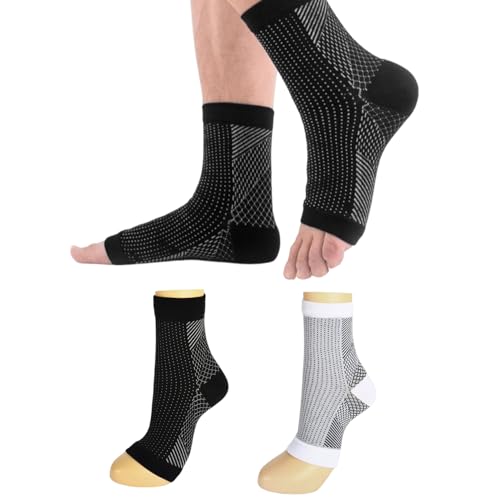 WANTUSHUI 2 Stück Compression Socks,Kompressions-Socken,Kompressionssocken für die Nacht,Kompression Socken für Orthopädische Plantar,Kompressionsstrümpfe Neurosocks,Fasciitis Straffe Stützsocken von WANTUSHUI