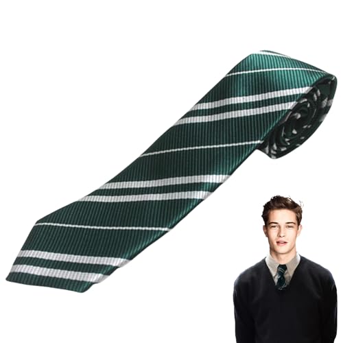 WANTUSHUI Harry Krawatte,Jungen Cosplay,Harry Kostüm Umhang Erwachsene Accessoires,Zauberer Krawatte Kostüm,Magische Tie Striped Halloween Unisex Geschenk (Grün) von WANTUSHUI