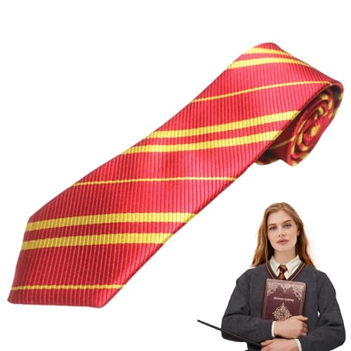WANTUSHUI Harry Krawatte,Jungen Cosplay,Harry Kostüm Umhang Erwachsene Accessoires,Zauberer Krawatte Kostüm,Magische Tie Striped Halloween Unisex Geschenk Rot von WANTUSHUI