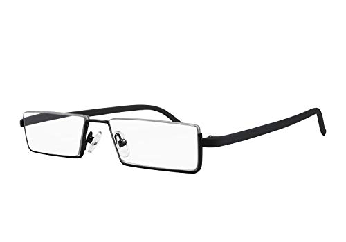 WANWAN Lesebrille mit halbem Rahmen, blaues Licht, blockierend, für Damen und Herren, leicht, TR90 Randlesegerät mit Etui, Schwarz von WANWAN