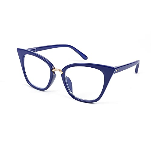 WANWAN Lesebrille für Damen, mit Katzenaugen, modischer Rahmen, übergroße Qualität, blau von WANWAN