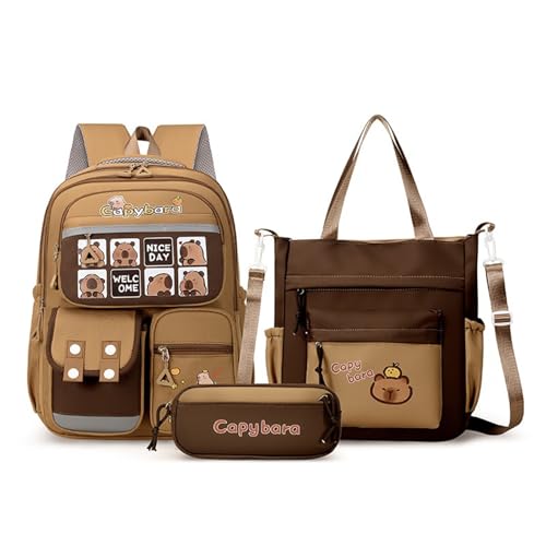Capybara Rucksack Kinder, Capybara Rucksack Set, Wasserdicht, Ergonomisch, Leicht, Geeignet für Jungen und Mädchen, Geeignet für Schule und Freizeit (D) von WANWEN