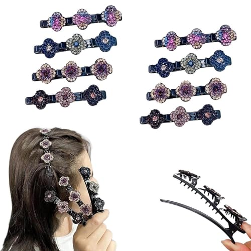 Haarspangen mit Funkelnden Kristallsteinen, Haarspangen für Damen und Mädche, Glitzernde Kristall-Stein Geflochtene Haarspangen, Doppelschicht-Mini-Haarspangen, Strass-Haarspange (8# 8Pcs) von WANWEN