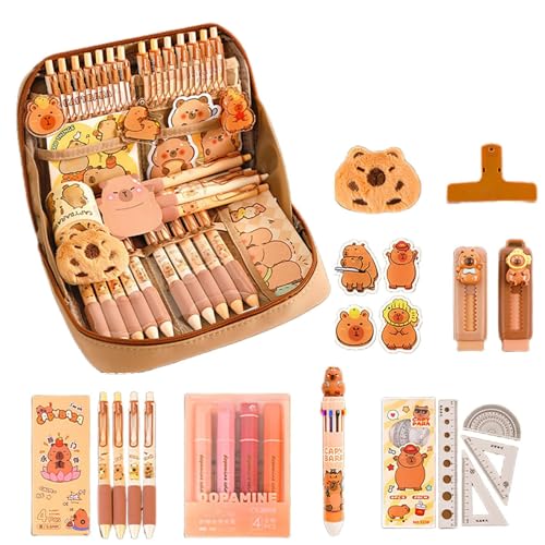 WANWEN Capybara Federmäppchen mit 12 Fächern, Süßes Capybara Bleistiftbeutel, Capybara Briefpapier Set, Capybara Federmäppchen Groß, Capybara Schreibwaren Set (C) von WANWEN
