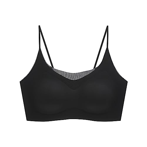 WANWEN Eisseide BH Ultradünner, Nahtloser BH für Damen, Yoga-BH, Kabellose Unterwäsche, Atmungsaktiv (Black,M) von WANWEN