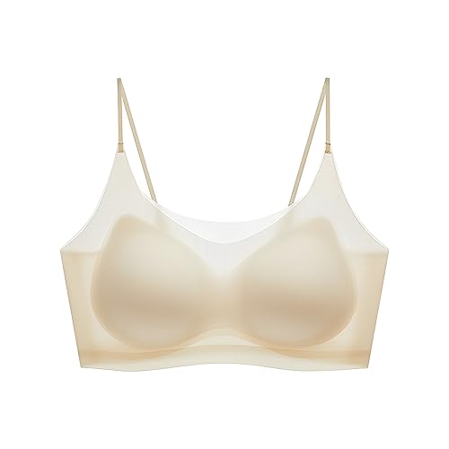 WANWEN Eisseide BH Ultradünner, Nahtloser BH für Damen, Yoga-BH, Kabellose Unterwäsche, Atmungsaktiv (Champagne,L) von WANWEN