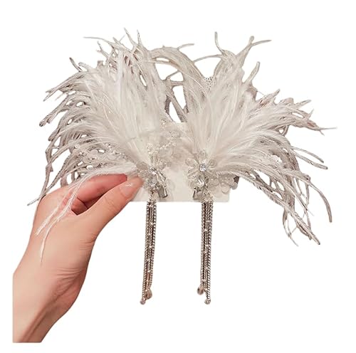 WANYI 1 Paar Haarklammer Schmetterling Haarspange mit Fransen Federn Haarspangen Damen Glitzer Strass Haarclips Haarschmuck für Damen und Mädchen(B) von WANYI