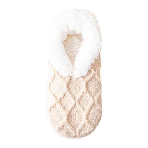 WANYI 1 Paar Kuschelsocken Stoppersocken Damen Flauschige Socken Warm Antirutschsocken Weich Wintersocken Plüsch Haussocken Bettsocken 35-40(Aprikose) von WANYI