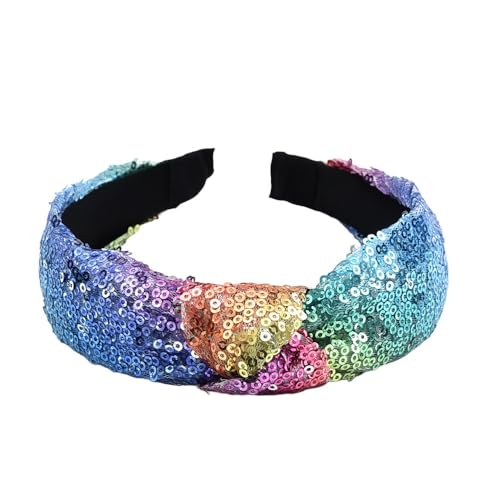 WANYI 1 Stück Glitzer Haarreif Haarreifen Pailletten Schleifen Haarreif Breit Stirnbänder Haarbänder Modisch Haarband für Mädchen und Damen(Bunt) von WANYI