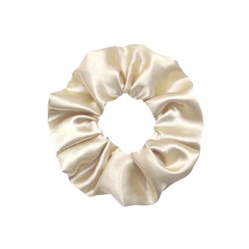WANYI 1 Stück Haargummi Damen Satin Scrunchies Elastische Haargummis Sanfte Modisch Scrunchie Haarband Pferdeschwanzhalter Haarschmuck für Damen Frauen Mädchen（Beige） von WANYI