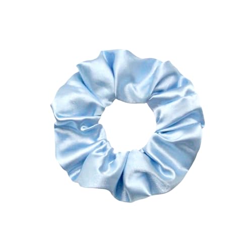 WANYI 1 Stück Haargummi Damen Satin Scrunchies Elastische Haargummis Sanfte Modisch Scrunchie Haarband Pferdeschwanzhalter Haarschmuck für Damen Frauen Mädchen（Hellblau） von WANYI