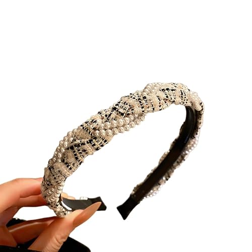 WANYI 1 Stück Haarreif Haarreifen Damen Perlen Stirnbänder Niedliches Haarband Haarschmuck für Mädchen und Damen(Beige weiß) von WANYI