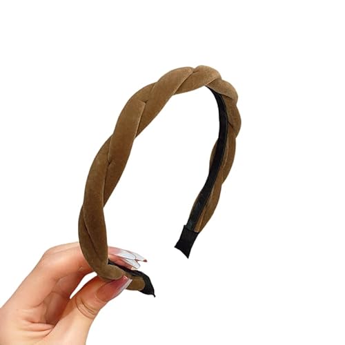 WANYI 1 Stück Haarreifen Damen Elegant Haarband Samt Haarreif Trachten Stirnband Geflochten Modisch Vintage Haarbänder Haarschmuck für Mädchen und Damen（Khaki） von WANYI