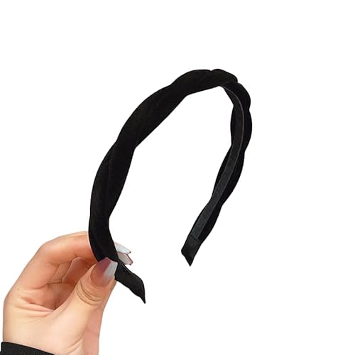 WANYI 1 Stück Haarreifen Damen Elegant Haarband Samt Haarreif Trachten Stirnband Geflochten Modisch Vintage Haarbänder Haarschmuck für Mädchen und Damen（Schwarz） von WANYI