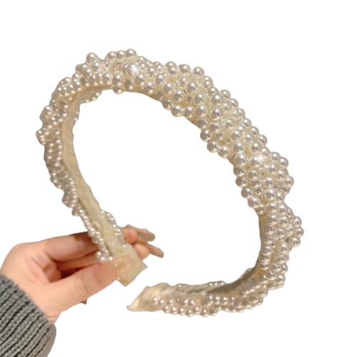 WANYI 1 Stück Haarreifen Damen Elegant Perlen Haarreif Süß Stirnband Mode Stirnbänder Niedliches Haarband Haarbänder Haarschmuck für Mädchen Damen（Weiß） von WANYI