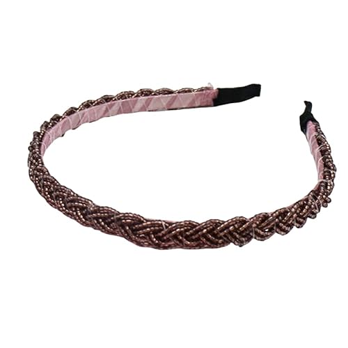 WANYI 1 Stück Haarreifen Damen Haarreif Geflochten Stirnband mit Perlen Mode Stirnbänder Trachten Haarreif Süß Haarband Haarschmuck für Damen und Mädchen（Braun） von WANYI
