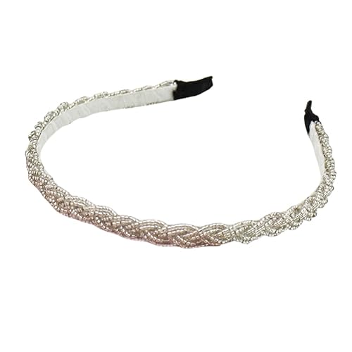 WANYI 1 Stück Haarreifen Damen Haarreif Geflochten Stirnband mit Perlen Mode Stirnbänder Trachten Haarreif Süß Haarband Haarschmuck für Damen und Mädchen（Silber） von WANYI