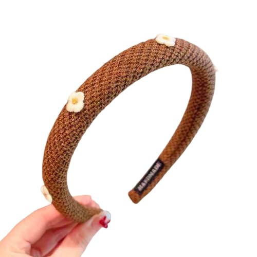 WANYI 1 Stück Haarreifen Damen Haarreif mit Blumen Haarband Haarschmuck aus Strickwolle Niedliche Haarbänder Headband für Kleine Mädchen und Damen(05) von WANYI