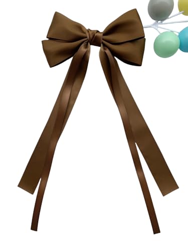 WANYI 1 Stück Haarspange Schleife Haarschleife Haarschleifen Mädchen Elegante Schleife Haare Französische Haarklammer Schleifen mit Langer Schwanz Haarschmuck für Mädchen Damen（Curry） von WANYI