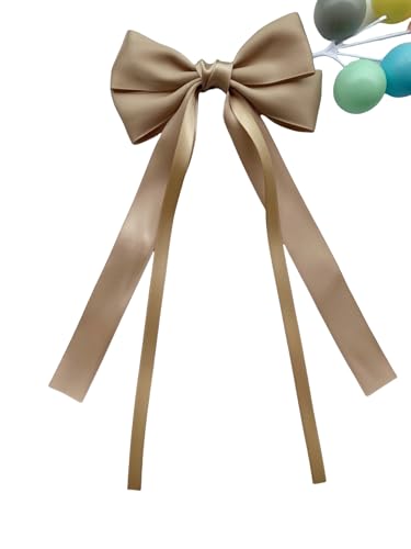 WANYI 1 Stück Haarspange Schleife Haarschleife Haarschleifen Mädchen Elegante Schleife Haare Französische Haarklammer Schleifen mit Langer Schwanz Haarschmuck für Mädchen Damen（Khaki） von WANYI