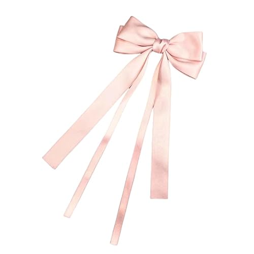 WANYI 1 Stück Haarspange Schleife Haarschleife Haarschleifen Mädchen Elegante Schleife Haare Französische Haarklammer Schleifen mit Langer Schwanz Haarschmuck für Mädchen Damen（Rosa） von WANYI