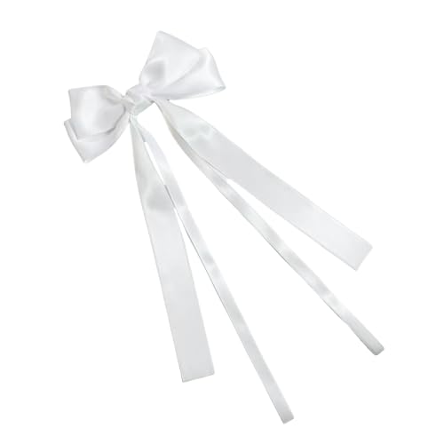 WANYI 1 Stück Haarspange Schleife Haarschleife Haarschleifen Mädchen Elegante Schleife Haare Französische Haarklammer Schleifen mit Langer Schwanz Haarschmuck für Mädchen Damen（Weiß） von WANYI