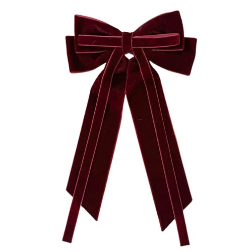 WANYI 1 Stück Samt Schleifen Haarschleife Haarschleifen Mädchen Doppellagig Schleife Haarspange mit Clips und Langer Schwanz Haarschmuck 14 x 25cm für Frauen Mädche von WANYI