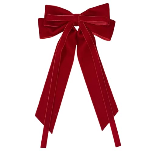 WANYI 1 Stück Samt Schleifen Haarschleife Haarschleifen Mädchen Doppellagig Schleife Haarspange mit Clips und Langer Schwanz Haarschmuck 14 x 25cm für Frauen Mädche von WANYI