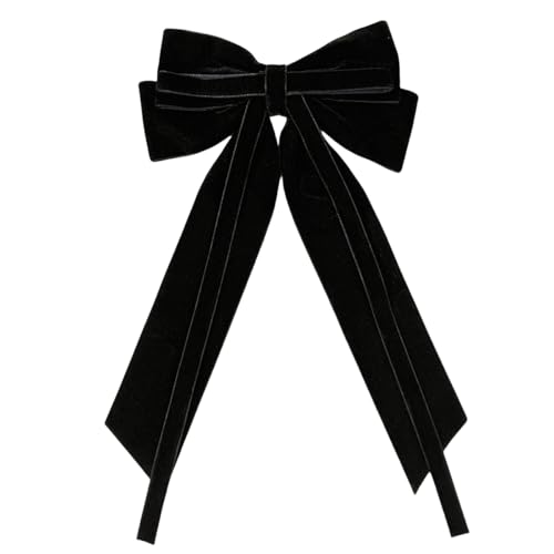 WANYI 1 Stück Samt Schleifen Haarschleife Haarschleifen Mädchen Doppellagig Schleife Haarspange mit Clips und Langer Schwanz Haarschmuck 14 x 25cm für Frauen Mädche von WANYI
