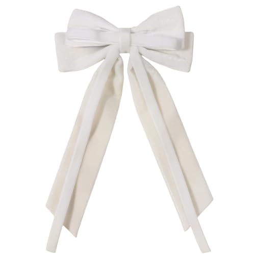 WANYI 1 Stück Samt Schleifen Haarschleife Haarschleifen Mädchen Doppellagig Schleife Haarspange mit Clips und Langer Schwanz Haarschmuck 14 x 25cm für Frauen Mädche von WANYI
