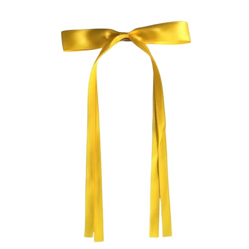 WANYI 10 Stück Haarschleife Haarschleifen Mädchen, Elegante Schleife Haare, Haarklammer Haarspange Schleife mit Langen Schwanz Haarschmuck für Damen Mode Frisuren(Gelb) von WANYI