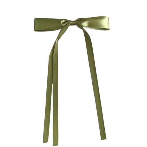 WANYI 10 Stück Haarschleife Haarschleifen Mädchen, Elegante Schleife Haare, Haarklammer Haarspange Schleife mit Langen Schwanz Haarschmuck für Damen Mode Frisuren(Grün 02) von WANYI