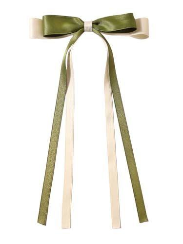 WANYI 10 Stück Haarspangen mit Schleife Damen Niedlich Haarschleifen Haarschleife Mädchen Elegante Schleife Haare mit Lange Bänder Haarschmuck für Frauen Mädchen(Grün) von WANYI