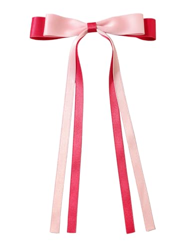 WANYI 10 Stück Haarspangen mit Schleife Damen Niedlich Haarschleifen Haarschleife Mädchen Elegante Schleife Haare mit Lange Bänder Haarschmuck für Frauen Mädchen(Hellrosa) von WANYI