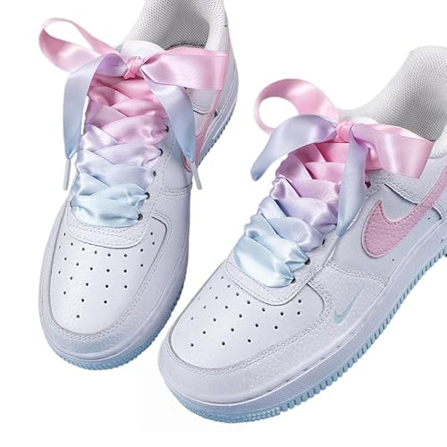 WANYI 2 Paar Schnürsenkel Flach 2cm Breit Bunt Flat Shoe Laces Gradient Sneaker Schuhbänder Ersatz Schnürsenkel für Kinder Erwachsene Schuhe Sportschuhe von WANYI