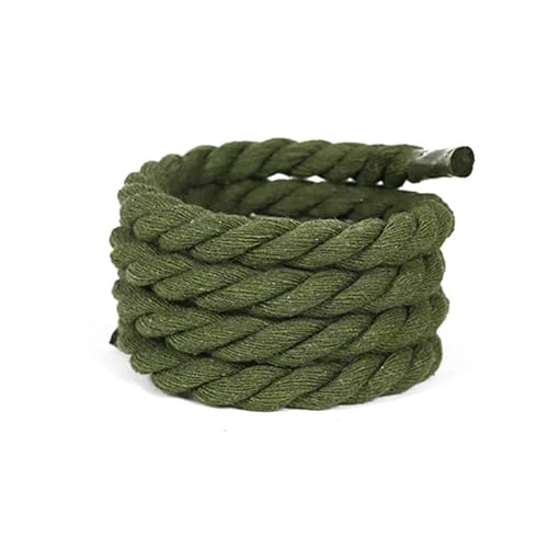 WANYI 2 Paar Schnürsenkel Rund 8mm Breit Geflochtene Schuhbänder Dick Seil Shoe Laces Sneaker Schnürsenkel Dicke Rope Laces für Erwachsene Kinder Schuhe Sportschuhe Freizeitschuhe(Armeegrün) von WANYI