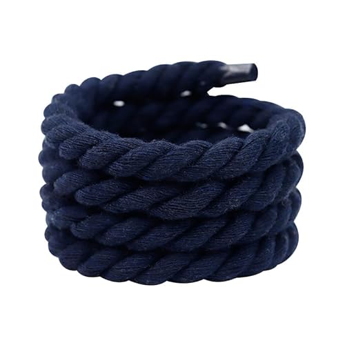 WANYI 2 Paar Schnürsenkel Rund 8mm Breit Geflochtene Schuhbänder Dick Seil Shoe Laces Sneaker Schnürsenkel Dicke Rope Laces für Erwachsene Kinder Schuhe Sportschuhe Freizeitschuhe(Marineblau) von WANYI