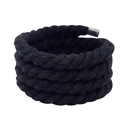 WANYI 2 Paar Schnürsenkel Rund 8mm Breit Geflochtene Schuhbänder Dick Seil Shoe Laces Sneaker Schnürsenkel Dicke Rope Laces für Erwachsene Kinder Schuhe Sportschuhe Freizeitschuhe(Schwarz) von WANYI