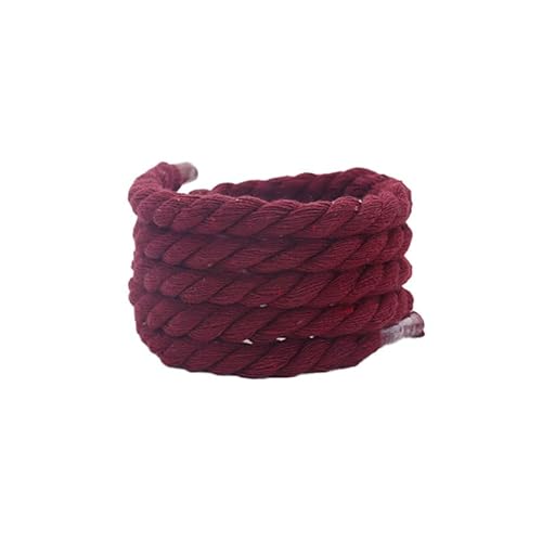 WANYI 2 Paar Schnürsenkel Rund 8mm Breit Geflochtene Schuhbänder Dick Seil Shoe Laces Sneaker Schnürsenkel Dicke Rope Laces für Erwachsene Kinder Schuhe Sportschuhe Freizeitschuhe(Weinrot) von WANYI