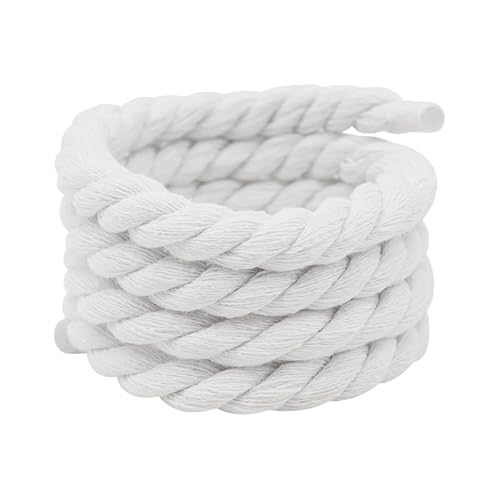 WANYI 2 Paar Schnürsenkel Rund 8mm Breit Geflochtene Schuhbänder Dick Seil Shoe Laces Sneaker Schnürsenkel Dicke Rope Laces für Erwachsene Kinder Schuhe Sportschuhe Freizeitschuhe(Weiß) von WANYI