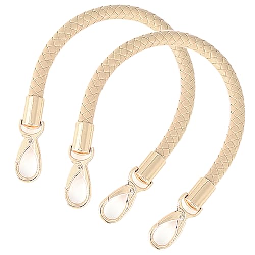 WANYI 2 Stück 40cm Taschenhenkel Leder Taschengurte zum Wechseln DIY Taschengriffe Schultergurt Taschenriemen Ersatzhenkel für Taschen Handtasche Geldbörse mit 2 Gold Karabinerhaken (Aprikose) von WANYI
