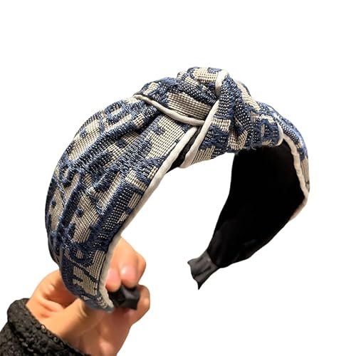 WANYI 2 Stück Haarreifen Damen Haarreif 6cm Breite Haarband Vintage Denim Stirnband Verknotet Modisch Haarbänder Haarschmuck für Mädchen Damen Reisen Verabredungen Make-up（Weiß） von WANYI