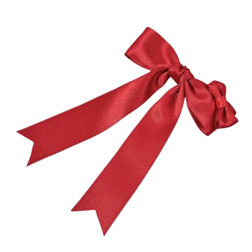 WANYI 2 Stück Haarschleife Haarschleifen Mädchen, Elegante Hair Clips Einfarbige Haarspange Schleife Haaraccessoires mit Quasten für Damen Mode Frisuren(Rot 01) von WANYI