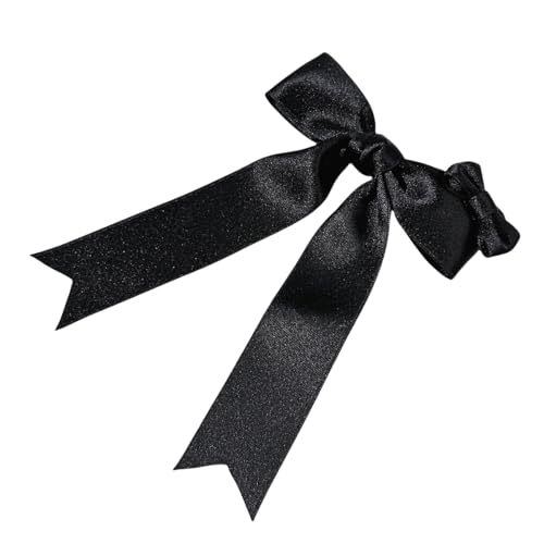 WANYI 2 Stück Haarschleife Haarschleifen Mädchen, Elegante Hair Clips Einfarbige Haarspange Schleife Haaraccessoires mit Quasten für Damen Mode Frisuren(Schwarz) von WANYI