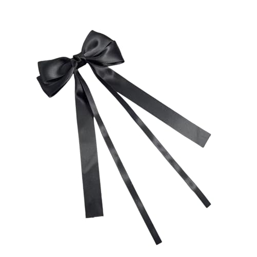 WANYI 2 Stück Haarspange Schleife Haarschleife Haarschleifen Mädchen Elegante Schleife Haare Französische Haarklammer Schleifen mit Langer Schwanz Haarschmuck für Mädchen Damen（Schwarz） von WANYI