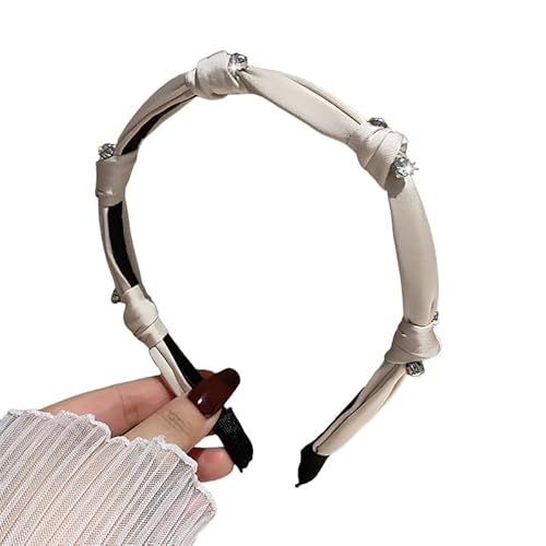 WANYI 2 Stück Strass Stirnband mit Knoten Haarreifen Damen Glitzer Haarreif Französisch Stirnbänder Mode Haarschmuck für Frauen Mädchen Abschlussball(Weiß) von WANYI