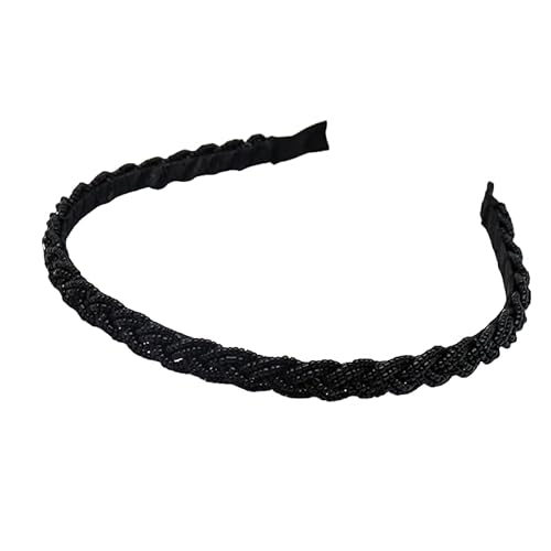 WANYI 3 Stück Haarreifen Damen Haarreif Geflochten Stirnband mit Perlen Mode Stirnbänder Trachten Haarreif Süß Haarband Haarschmuck für Damen und Mädchen（Schwarz） von WANYI