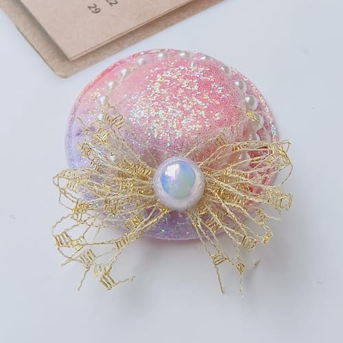 WANYI 5 Stück Fascinator Damen, Mini Hut Glitzer Regenbogen Kopfschmuck Fascinator Hüte Haar Accessoire für Mädchen DIY Haarspange für Teeparty(Rosa 02) von WANYI