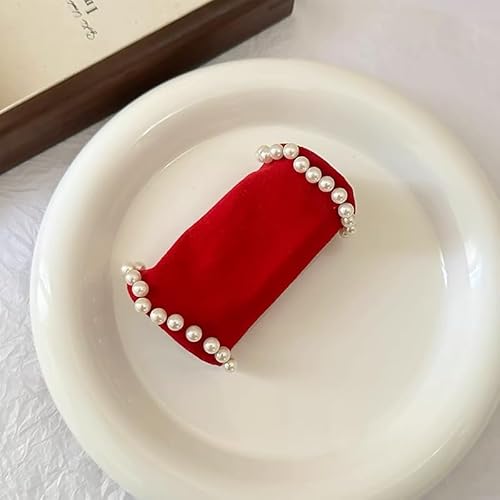WANYI 5 Stück Haargummi Damen Scrunchies Perlen Elastisch Haargummis Haarschmuck mit Perlen Hair Ties Pferdeschwanz Halter 6 Farben Zopfgummis für Mädchen(Rot) von WANYI