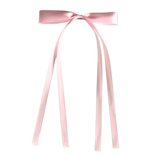 WANYI 5 Stück Haarschleife Haarschleifen Mädchen, Elegante Schleife Haare, Haarklammer Haarspange Schleife mit Langen Schwanz Haarschmuck für Damen Mode Frisuren(Rosa 01) von WANYI